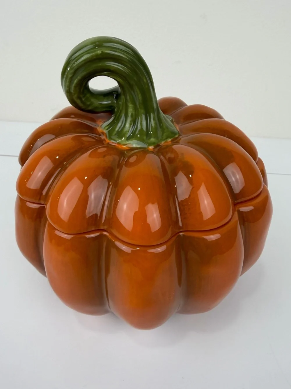 Pier 1 Imports Hand-Painted Dolomite Pumpkin Canister Set of 2 Fall Decor